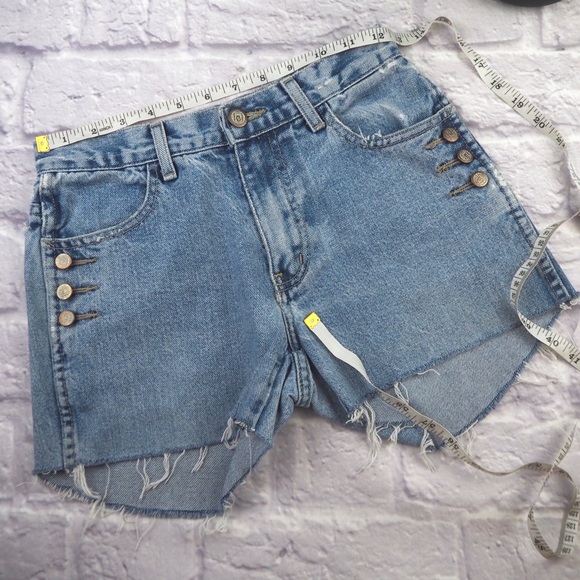VINTAGE FESTIVAL Destroyed Denim Patch Shorts - Picture 8 of 8